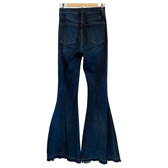 Free People We The Free Irreplaceable Button Fly High Waist Flared Jeans Blue 25 - Picture 3 of 9